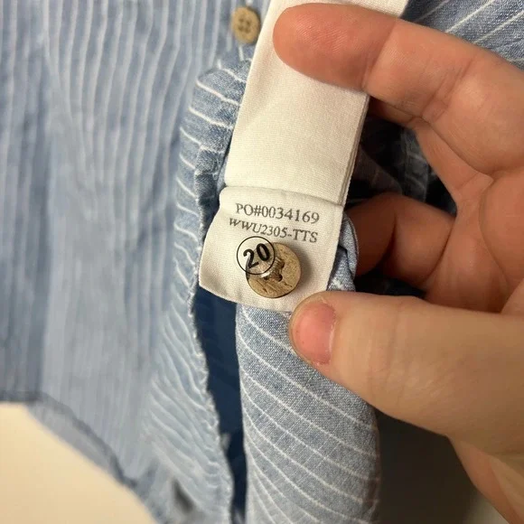 Faherty Breeze Relaxed Short Sleeve Shirt Tried and True Stripe Blue Size M - Picture 6 of 6
